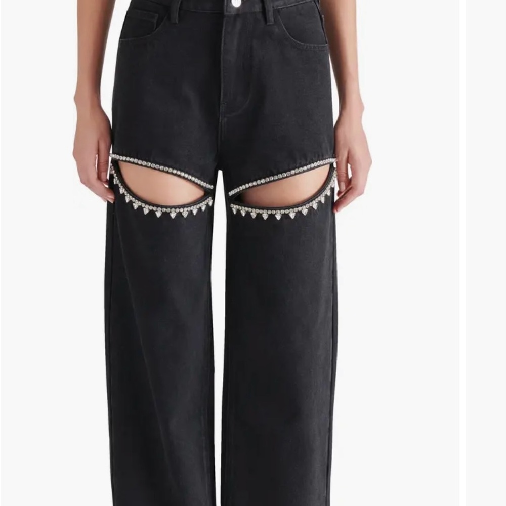 Steve Madden Black Wide Leg Jeans with Embellishments